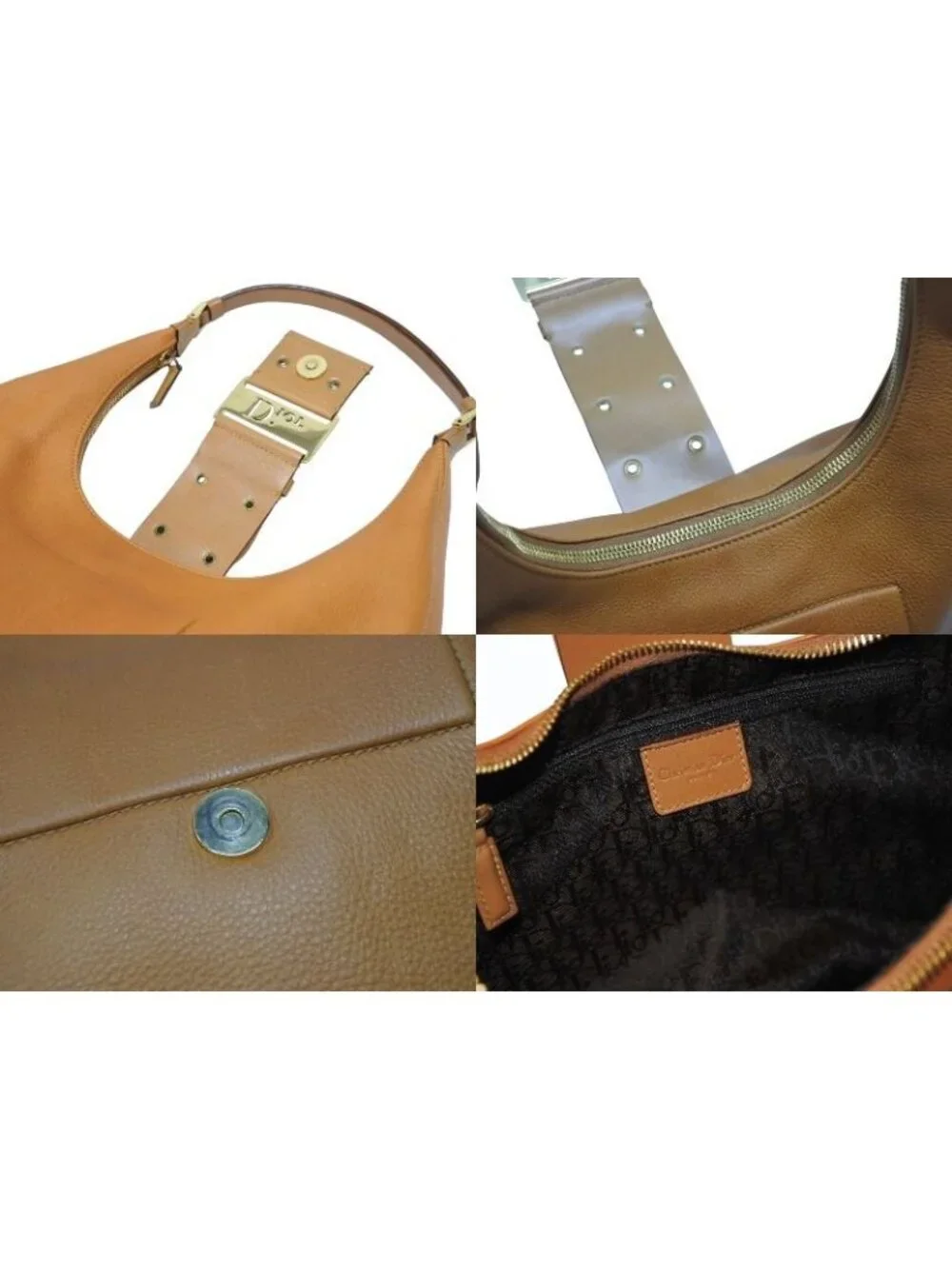 Dior Galliano Era Street Chic Hobo Shoulder Bag Lambskin Brown
